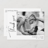 Zijfoto Zwart Script Dank u bruiloft Briefkaart (Voorkant / Achterkant)