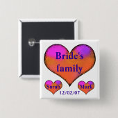 zijknop van de bruid vierkante button 5,1 cm (Voorkant /achterkant)