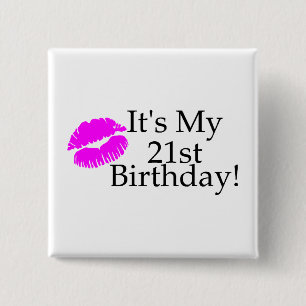 Zijn 21ste verjaardag (Kus) Vierkante Button 5,1 Cm