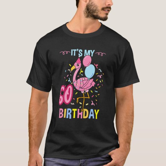 Zijn 60e verjaardag Flamingo T-shirt (Voorkant)