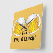 Zijn Beer O'Clock Time Funny Wall Clock Vierkante Klok (Hoek)
