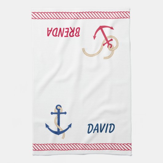 Zijn en haar Anchor Towel Theedoek (Verticaal)