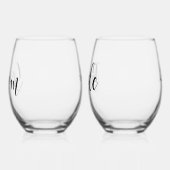 Zijn en haar "bruidegom en bruid" gepersonaliseerd wijnglas zonder voet (Links)