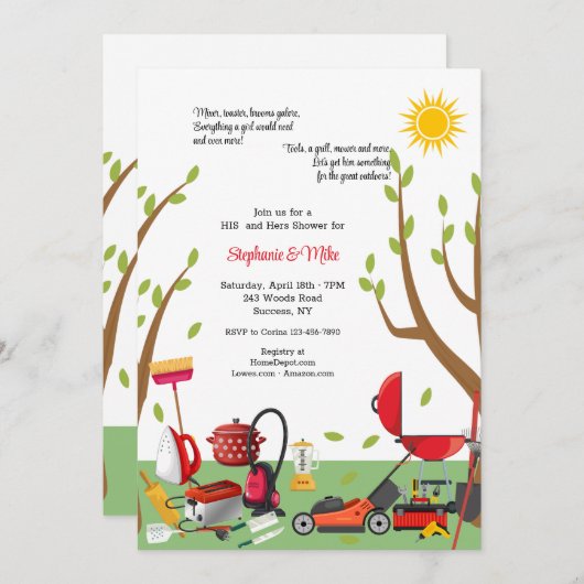 Zijn en haar bruiloft douche kaart (Voorkant / Achterkant)