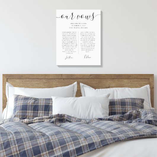 Zijn en haar bruiloft gelooft zwart-wit script canvas afdruk (Insitu (Slaapkamer))