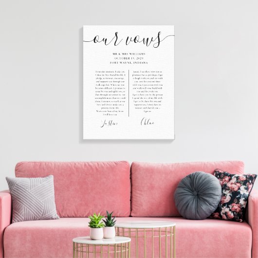 Zijn en haar bruiloft gelooft zwart-wit script canvas afdruk (Insitu (Woonkamer))