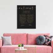 Zijn en haar bruiloft met Black Gold Script Canvas (Insitu (Woonkamer))