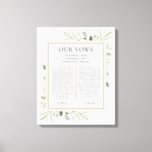 Zijn en haar bruiloft Vows Greenery Foliage Canvas (Voorkant)