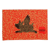 Zijn en haar Chinese varken vliegen silhouet rood Kussensloop (Voorkant-Rechts)