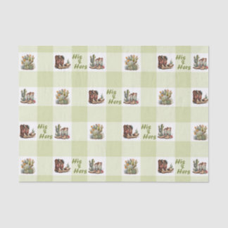 Zijn en haar cowboy cowgirl laarzen weefsel papier