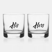 Zijn en haar gestileerde script wijnglas whisky glas (Voorkant)