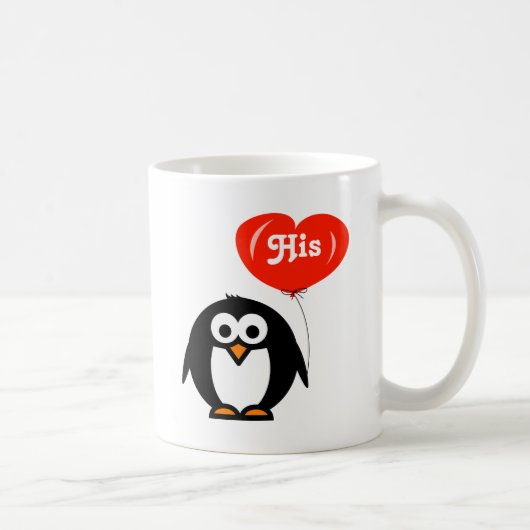 Zijn en haar pinguïn mokken | overeenkomende set (Rechts)