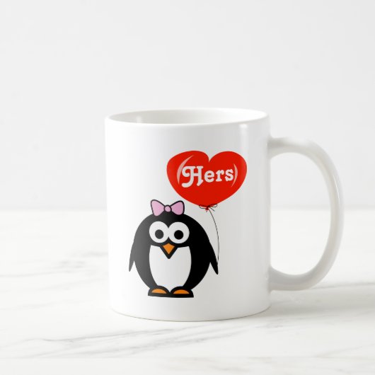 Zijn en haar pinguïn mokken | overeenkomende set (Rechts)