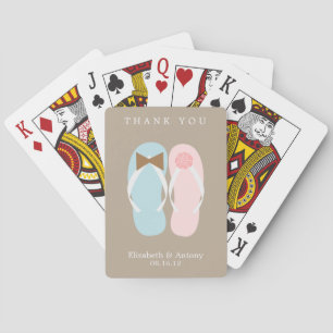 Zijn en haar Teenslippers Beach bruiloft Pokerkaarten