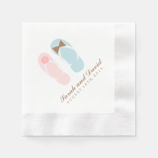 Zijn en haar Teenslippers Beach bruiloft Servetten (Voorkant)