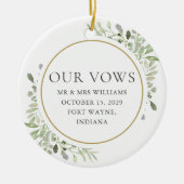 Zijn en haar trouwende Vows Greenery Foliage Keramisch Ornament (Voorkant)