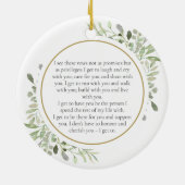 Zijn en haar trouwende Vows Greenery Foliage Keramisch Ornament (Achterkant)