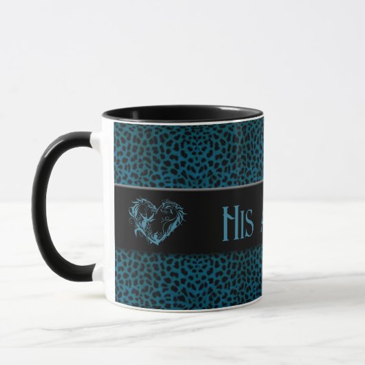 Zijn en Zijn Blauwe Cheetah Print en Black Mok (Links)