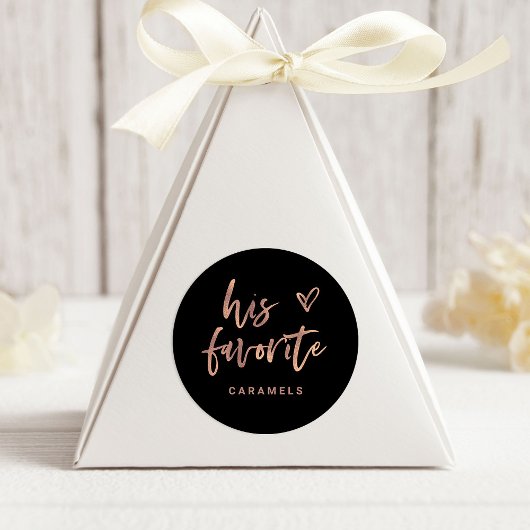 Zijn favoriet | Casual Roos Gold Script en hart Ronde Sticker