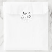 Zijn favoriet | Modern Casual script en hart Ronde Sticker (Tas)
