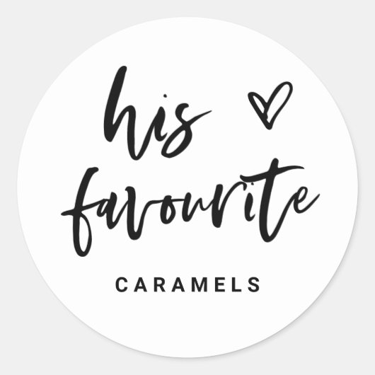 Zijn favoriet | Modern Casual script en hart Ronde Sticker (Voorkant)