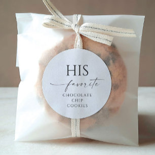 Zijn favoriete bruiloft gunst bewerkbare ronde Sti Sticker