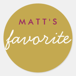 "Zijn" favoriete hapje Magenta Goud Ronde Sticker