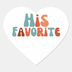 Zijn favoriete retro groovy kleurrijke huwelijksgu hart sticker