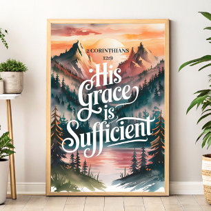 Zijn genade is voldoende – Christelijke muurkunst Poster
