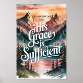 Zijn genade is voldoende – Christelijke muurkunst Poster (Voorkant)