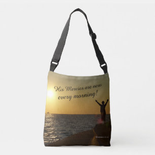 Zijn genootschappen zijn elke ochtend nieuw. crossbody tas