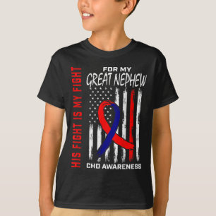 Zijn gevecht CHD Awareness Great Nephew USA Flag C T-shirt