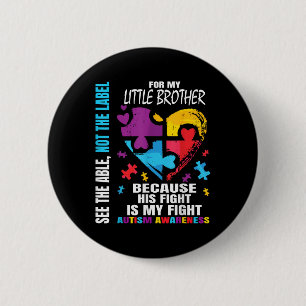 Zijn gevecht is mijn gevecht met mijn blauwe broer ronde button 5,7 cm