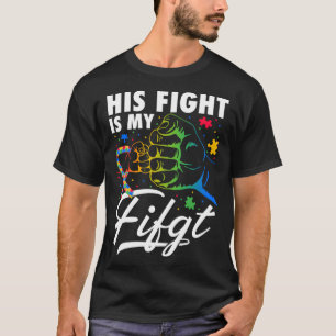 Zijn gevecht is mijn gevechtspuzzel vuist autisme t-shirt