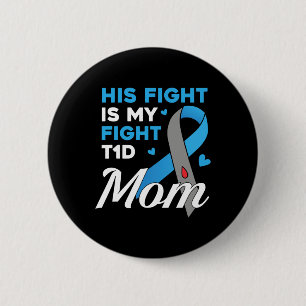 Zijn gevecht is mijn strijd tegen diabetes type 1 ronde button 5,7 cm