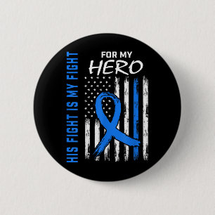 Zijn gevecht is mijn vechtdiabetes bewustzijn Shir Ronde Button 5,7 Cm