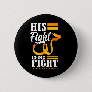 Zijn gevecht is mijn vechtvader zoon man leukemie  ronde button 5,7 cm
