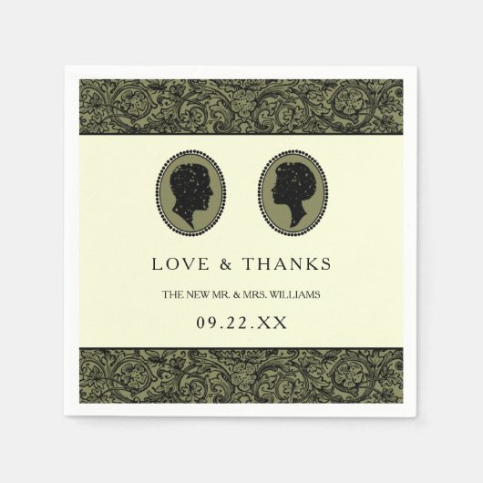 Zijn & haar Art Deco Silhouette Wedding Collectie Servetten (Voorkant)
