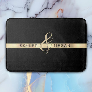 Zijn & Haar namen, Gouden Streep op Zwart Badmat