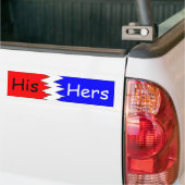 Zijn & haar, rood en blauw bumpersticker (Op Truck)