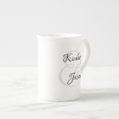 Zijn & Haar Script Namen, Zwart & Grijs Porselein Kop (Voorkant rechts)