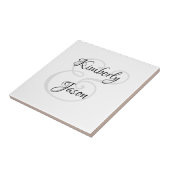 Zijn & Haar Script Namen, Zwart & Grijs Tegeltje (Zijkant)