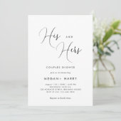 Zijn & Hers Eenvoudige Paar Douche Bridal Kaart (Staand voorkant)