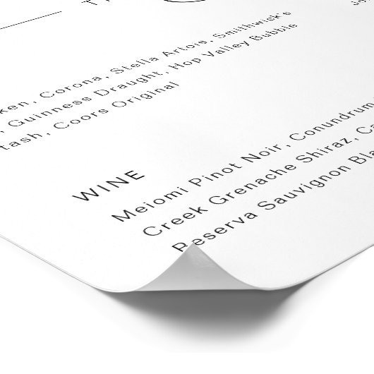 Zijn Hers & Ours Waterverf Signature Cocktail Menu Poster (Hoek)