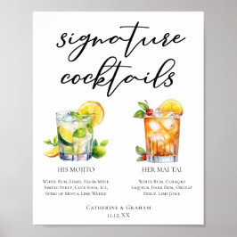 Zijn Hers Rum Signature Cocktails Wedding Menu Poster