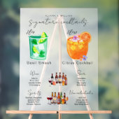 Zijn & Hers Waterverf Signature Cocktail Menu Acryl Bord (Neutraal)