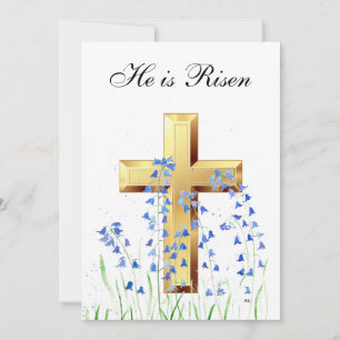 Zijn is Risen Wildflower Paasbluebells Cross Kaart