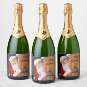 Zijn Kerstmis Merry Christmas Naam Sparkling Wijnetiket