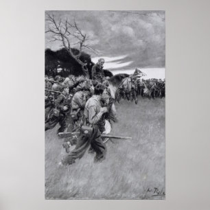 Zijn leger brak huilend uit en sloep. poster