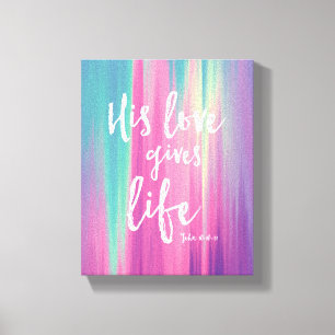 Zijn liefde geeft het leven, John 10:10-11 Kunstwe Canvas Afdruk